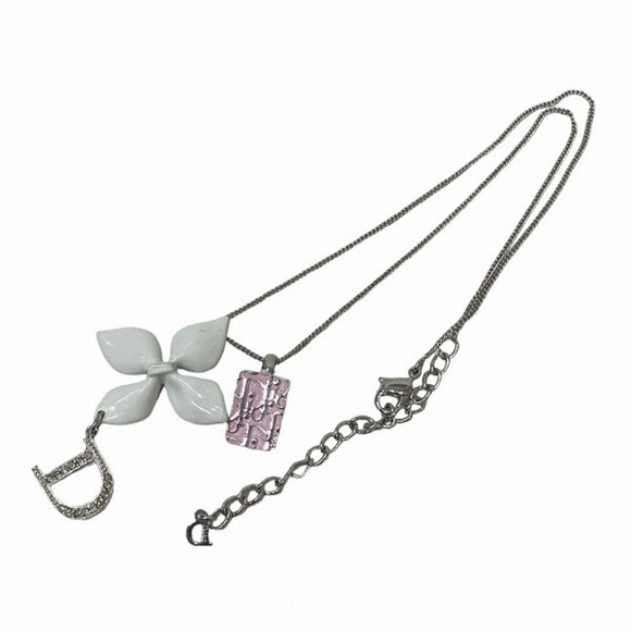 CHRISTIAN DIOR Dior Trotter Flower Motif Logo Brand Accessory Necklace Ladies - Picture 3 of 9